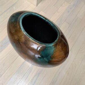 Pier 1 Teal and Black Decorative Glass Vase